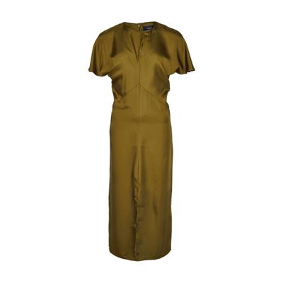 Soeur Ella Draped Satin Midi Dress In Metallized