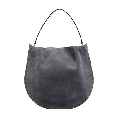 Isabel Marant Oskan Soft Medium Suede Shoulder Bag In Gray