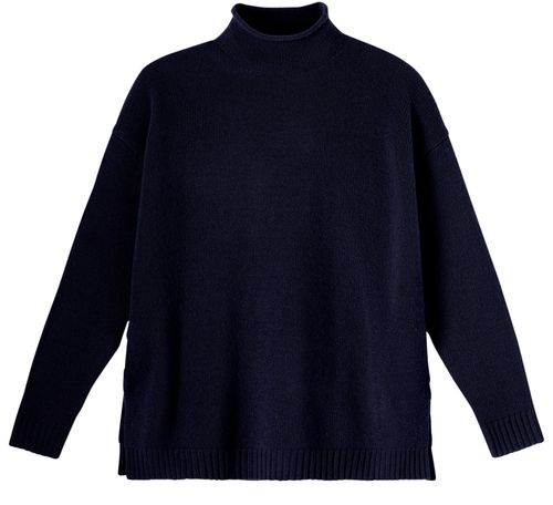 Bompard — Cashmere sweater with large high neck (Blue)