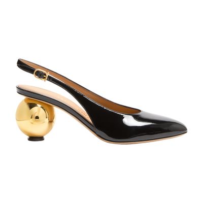 Ferragamo Spherical Heel Slingback Pumps In Black