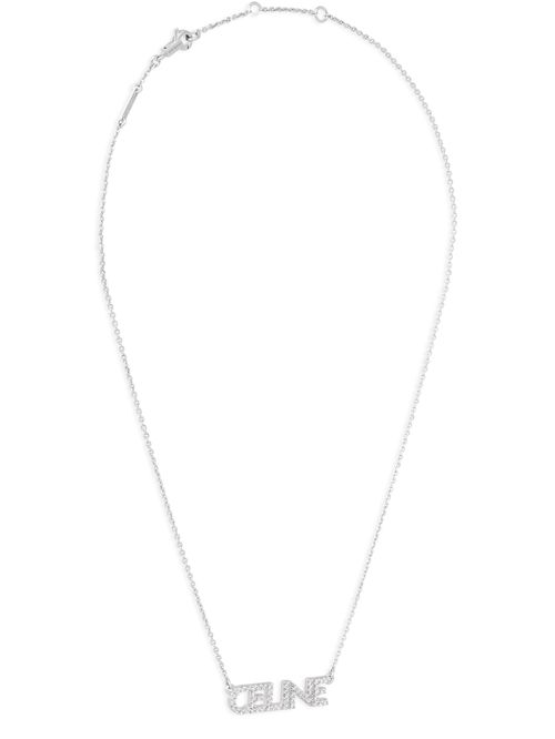 CELINE Necklace in brass with rhodium finish and crystals