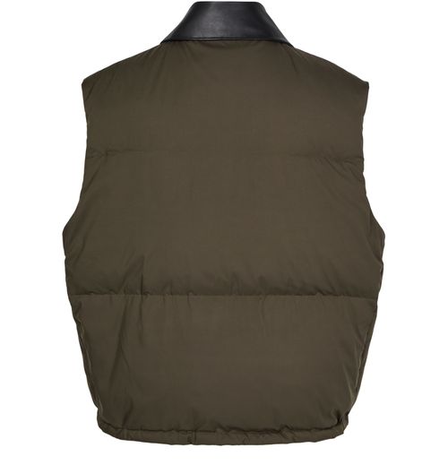 MIU MIU Sleeveless puffer jacket with leather collar