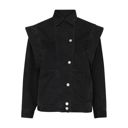 Isabel Marant Harmon Denim Coat In Faded_black