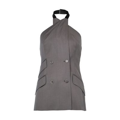 Max Mara Sleeveless Double-breasted Blazer In Gray