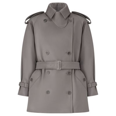 Max Mara Short Oversize Trench Coat In Gray
