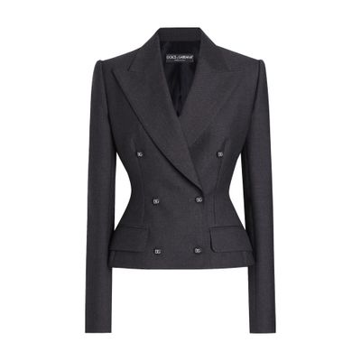 Dolce & Gabbana Double-breasted Dolce Jacket With Dg-branded Buttons In Grey