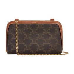 Women's Clutch with chain in Triomphe canvas and lambskin | CELINE