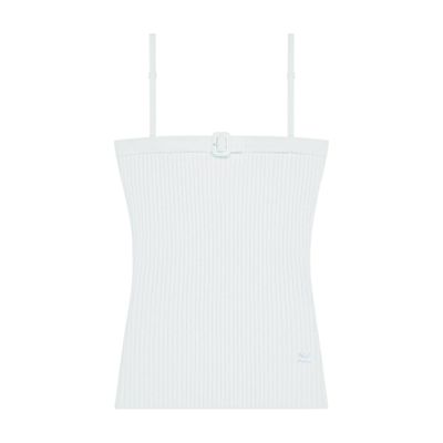 Courrèges Buckle Rib Knit Top In White