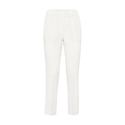 Brunello Cucinelli Silk-blend Cady Slim Trousers In White