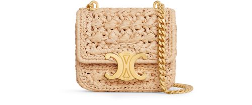 CELINE Mini chain Claude in raffia effect textile