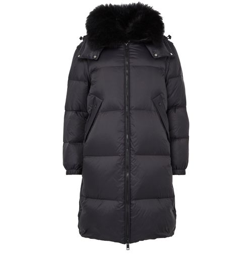 YVES SALOMON Hooded maxi puffer jacket with a lambswool collar