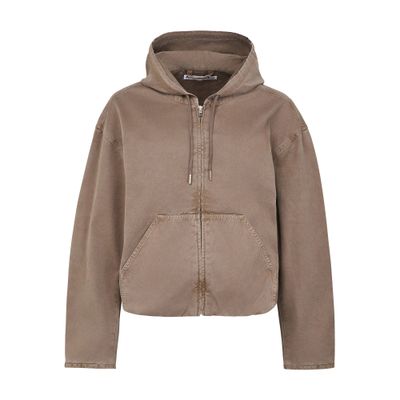 Acne Studios Womens Charcoal Grey Gathered-hem Drawstring-hooded Woven Bomber Jacket In Grey