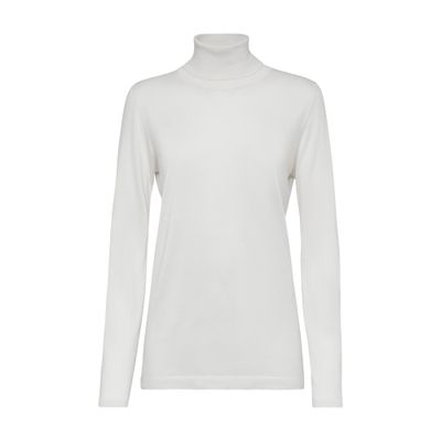 Brunello Cucinelli Women's Cashmere And Silk Lightweight Turtleneck Sweater In White