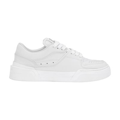 Dolce & Gabbana New Roma Perforated Leather Sneakers In White_white