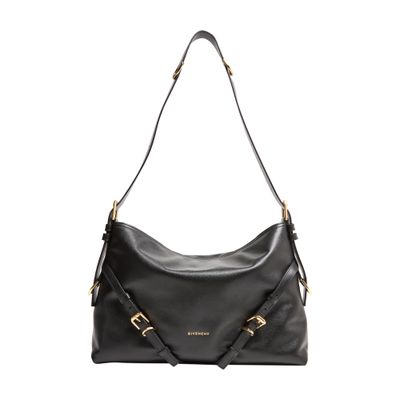 Givenchy Voyou Medium Shiny Leather Bag In Black