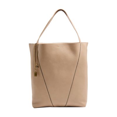 Chloé Spin Grained Leather Tote Bag In Brown