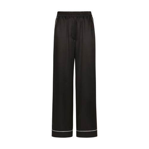 Dolce & Gabbana Satin Pajama Pants With Piping In Black