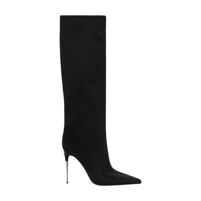 Dolce & Gabbana Logo-plaque Leather Boots In Black