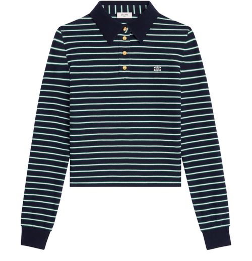 CELINE Triomphe polo in striped jersey