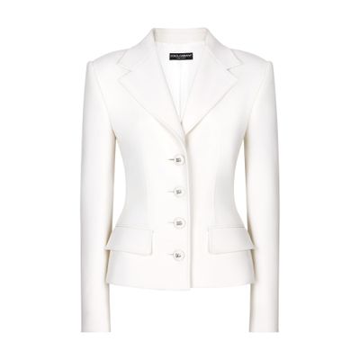 Dolce & Gabbana Single-breasted Denim And Lace Patchwork Jacket In White
