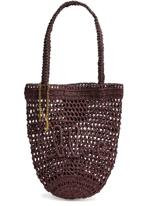 CHLOE Summer Banana small raffia tote bag