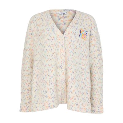 Loewe Anagram V-neck Trapeze Cardigan In White