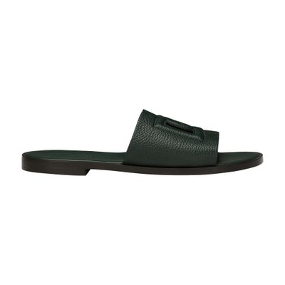 Dolce & Gabbana Deerskin Sliders In Green