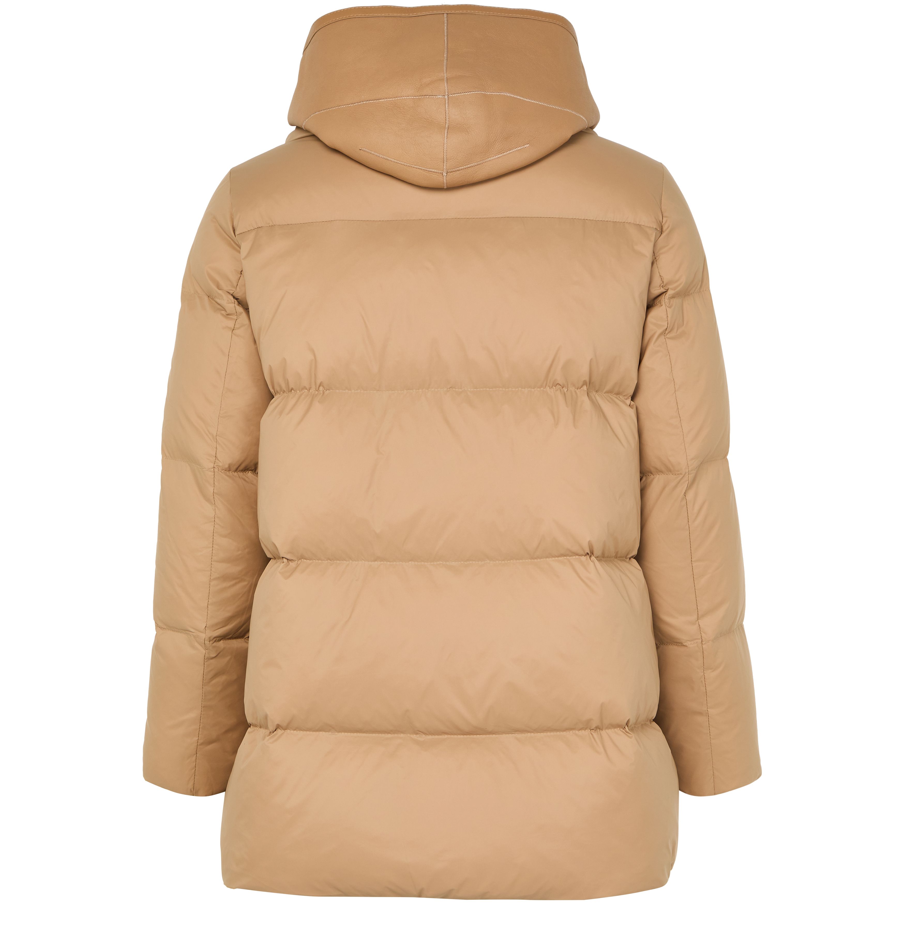 Puffer jacket with a sheepskin hood thumbnail 3