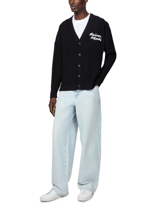 MAISON KITSUNE Gerippter Komfort-Cardigan mit Handschrift-Logo