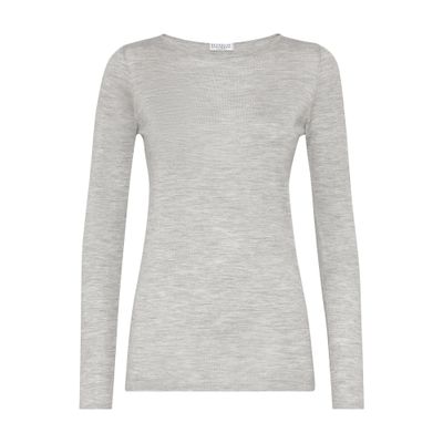 Brunello Cucinelli Cashmere And Silk Sweater In Grey