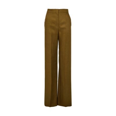 Max Mara Aversa Flax Linen Wide Leg Trousers In Green