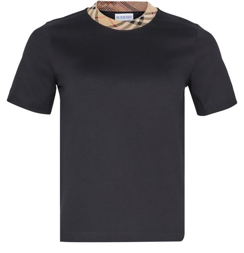 BURBERRY Check T-shirt with collar