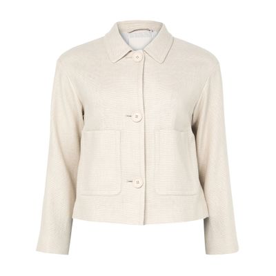 S Max Mara Short Linen And Cotton Jacket In White