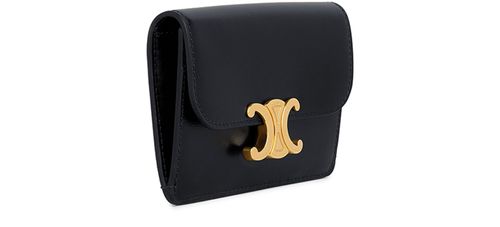 CELINE Card holder with flap triomphe in shiny calfskin