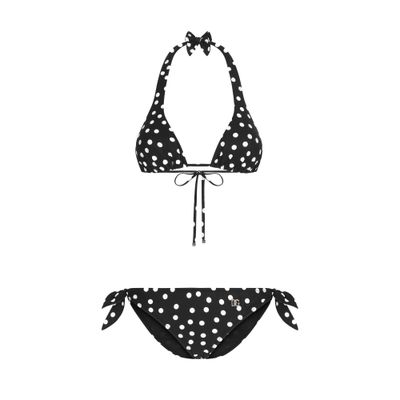 Dolce & Gabbana Black Polka Dot Bikini Set In Multicolor