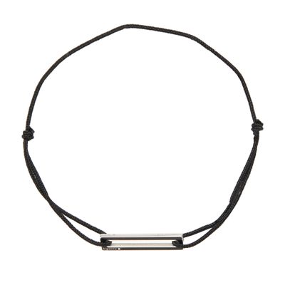 Le Gramme 1,7g Polished Sterling Silver Lacquered Cord Bracelet In Black
