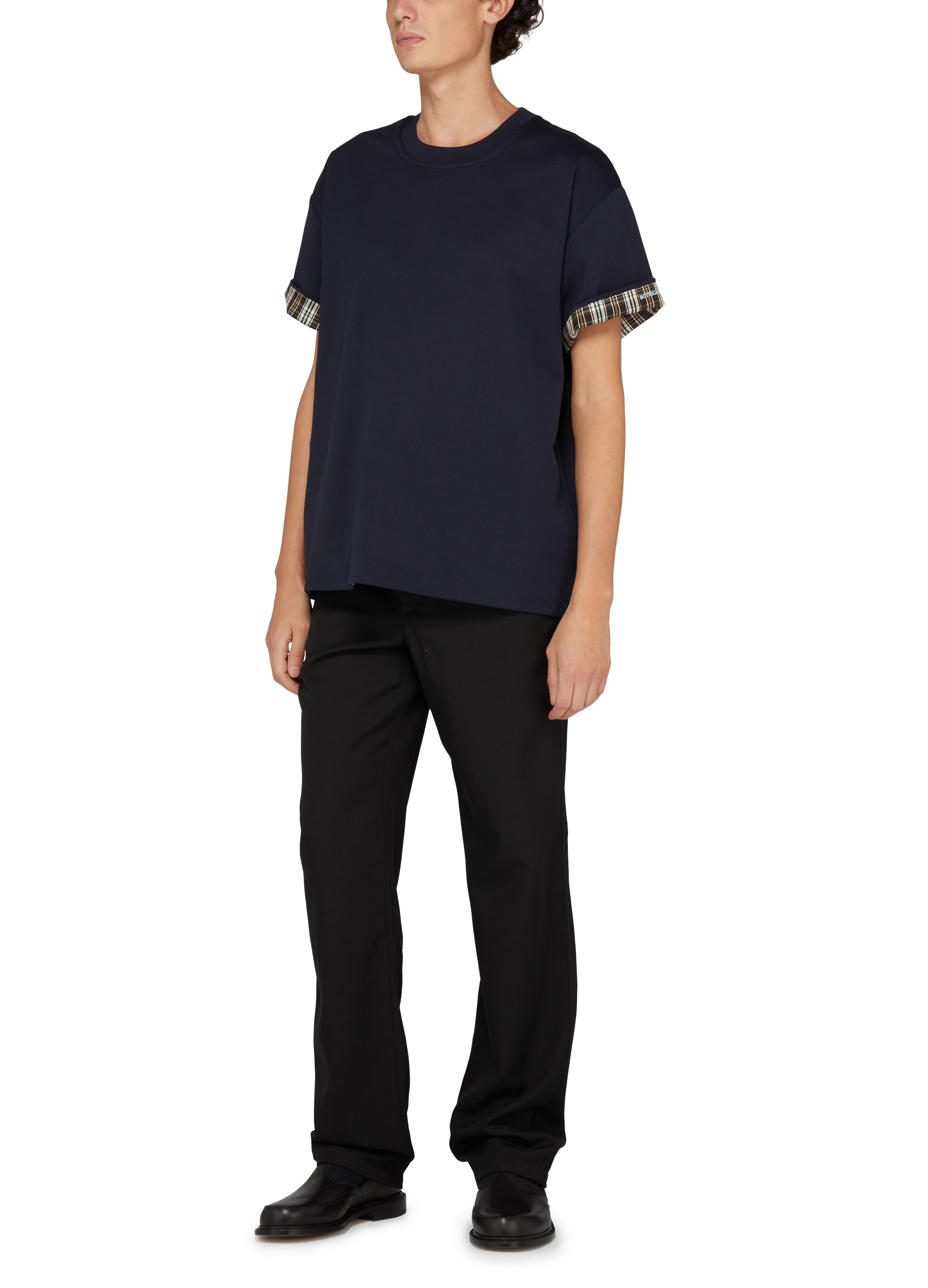 Double layer striped cotton t-shirt thumbnail 6