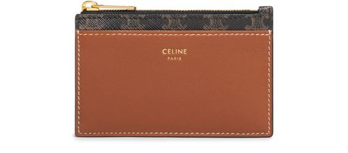 CELINE Zipped card holder in Triomphe canvas and lambskin