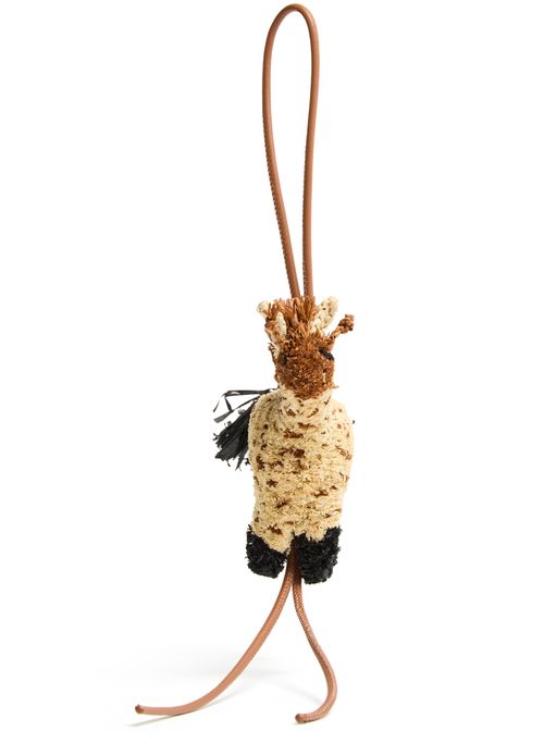 LOEWE Giraffe bag charm in raffia and calfskin
