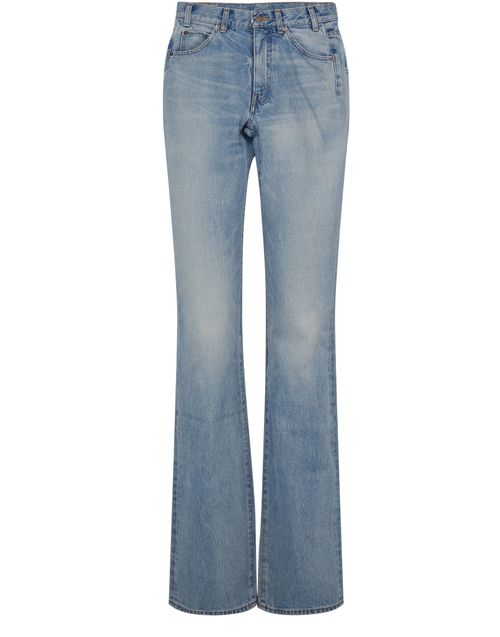 CELINE Flared serge jeans in steel blue wash denim