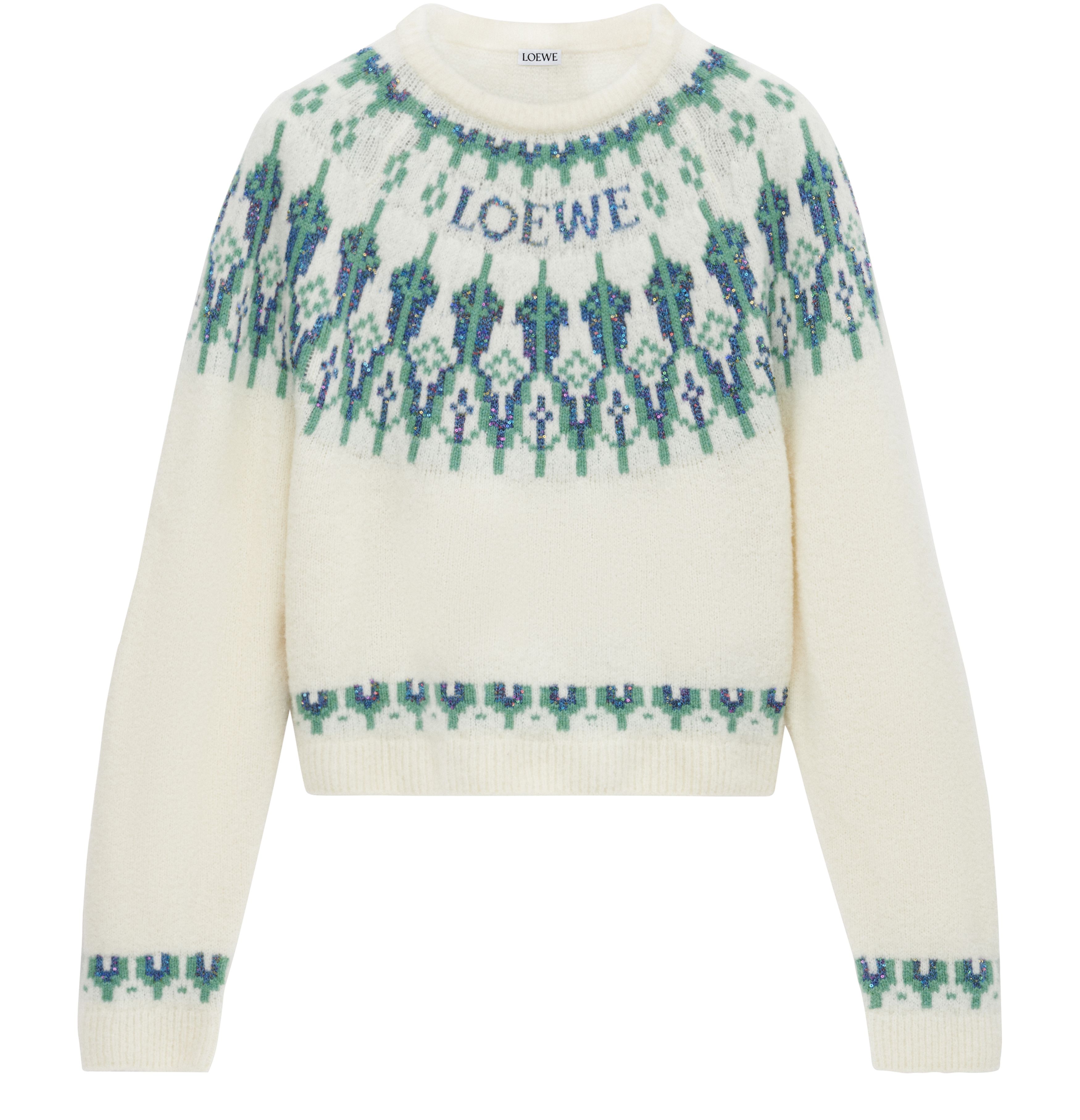 Round-neck wool blend sweater