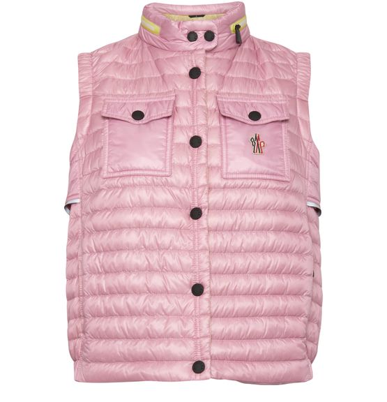 Pink sleeveless on sale puffer jacket