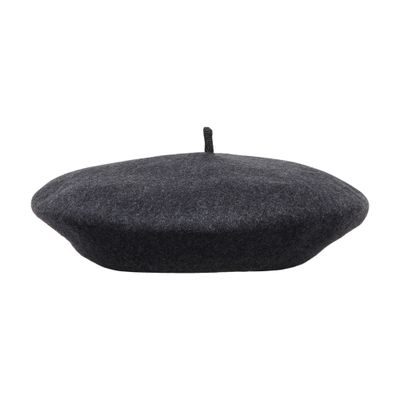 Brunello Cucinelli Embellished Wool Knit Beret In Grey