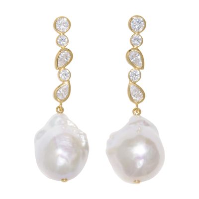 Completedworks Pearl And Zirconia Recycled Gold Vermeil Earrings In White