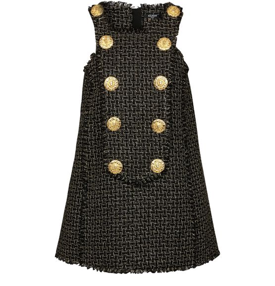 ルラックス ツイード ボタン付き ノースリーブワンピース レディース  