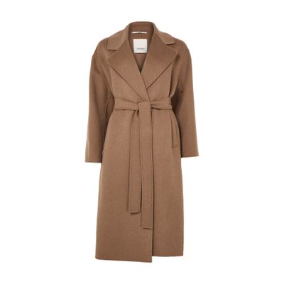 S Max Mara Longline Belted Coat In Beige
