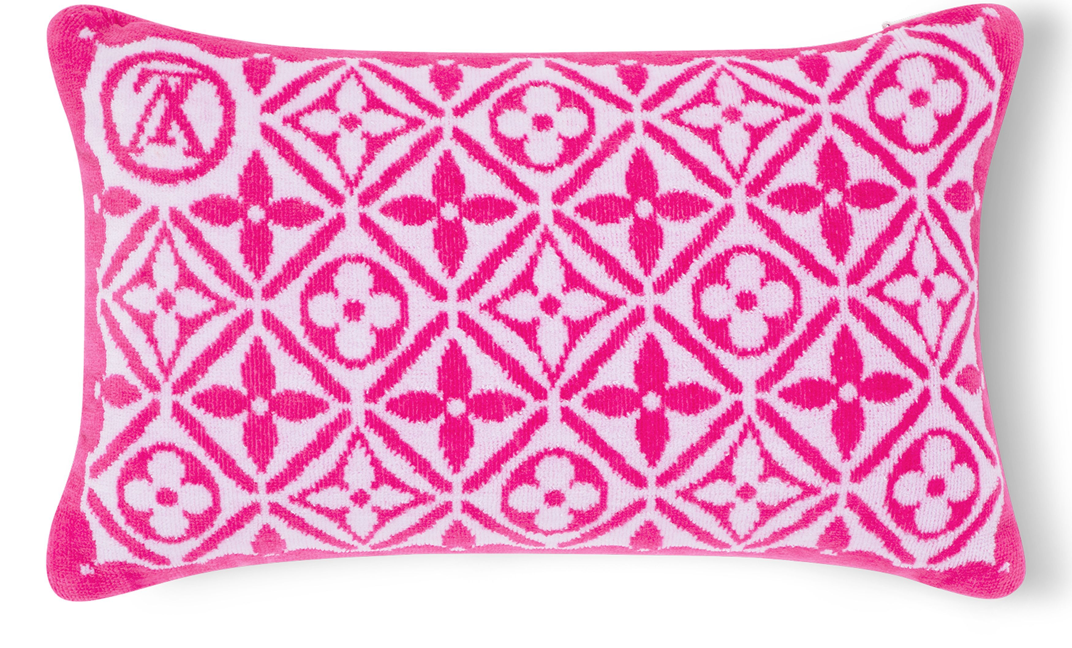 Monogram Flower Tile Small Beach Pillow