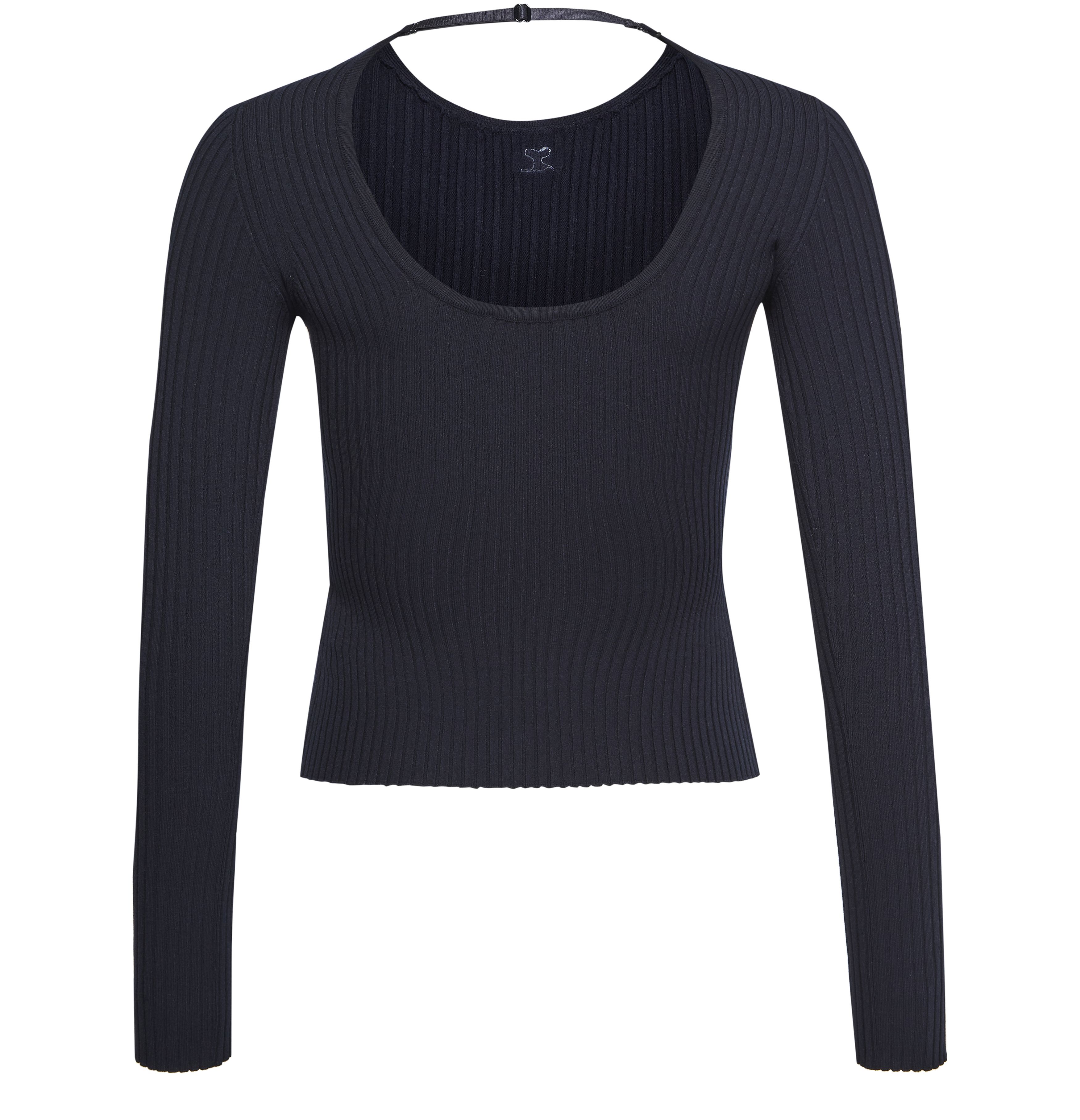 Lingerie strap rib knit sweater thumbnail 3