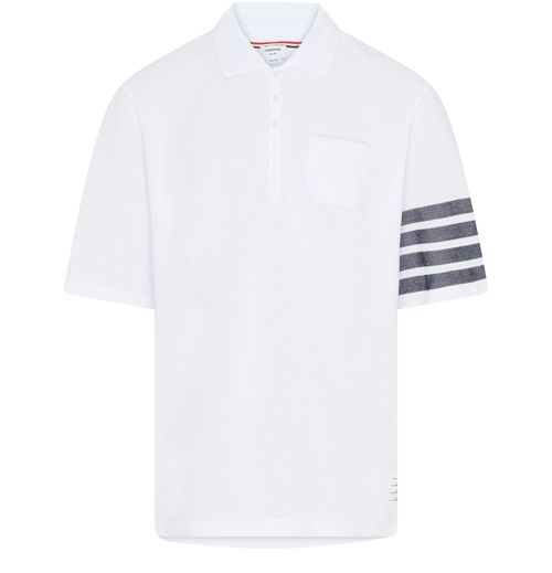 THOM BROWNE Piqué polo shirt with a wavy design