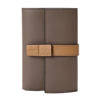 Loewe Small Soft Calf Leather Upright Wallet In Gray